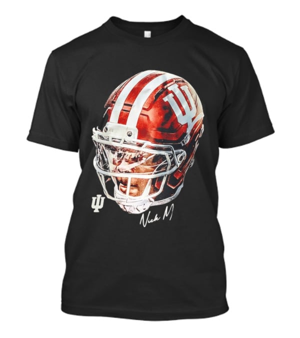 Nick Marsh Indiana University Football Helmet IU Iconic Red And White T-Shirt