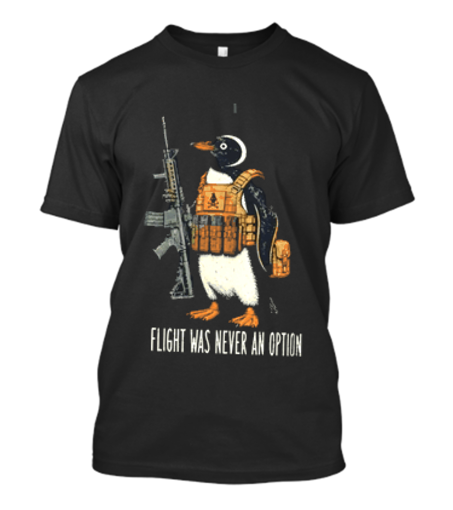 Penguin Flight Was Never An Option Rifle Vest Tactical Humor T-Shirt