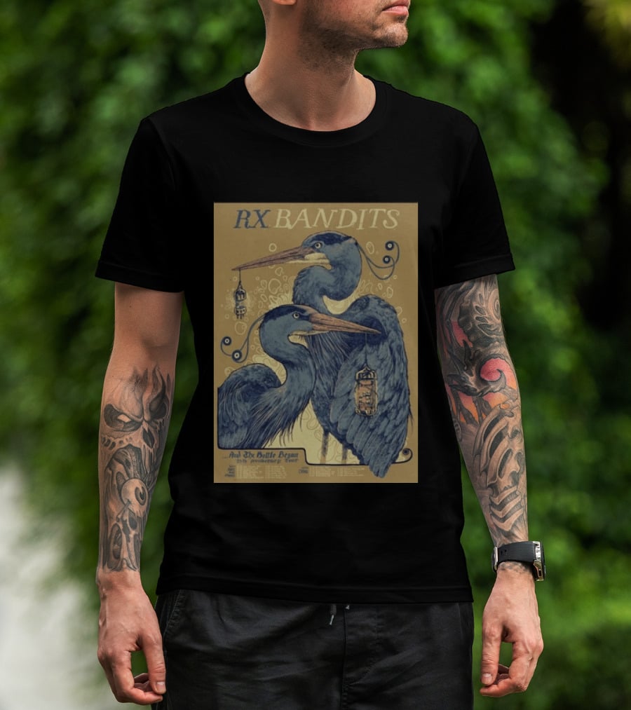 RX Bandits And The Battle Begun 20th Anniversary Tour 2026 Blue Heron T-Shirt