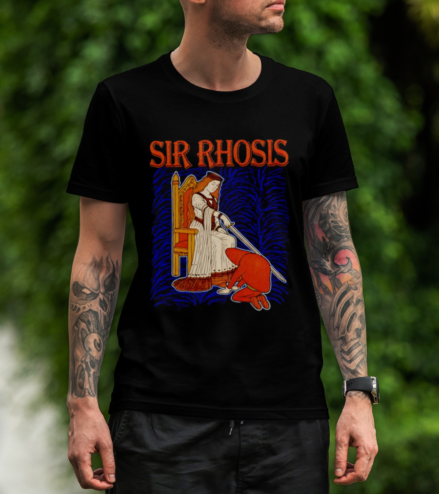 Sir Rhosis Medieval Pun Queen Knight Kneeling T-Shirt