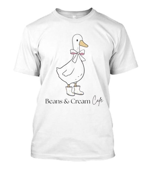Beans & Cream Cafe Duck With Bow And Polka Dot Boots T-Shirt