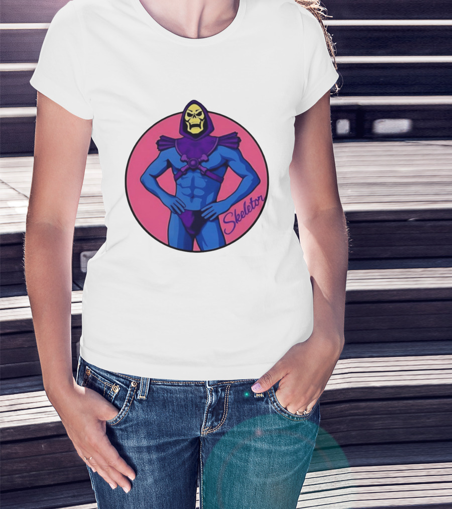 Skeletor Powerful Stance Pink T-Shirt