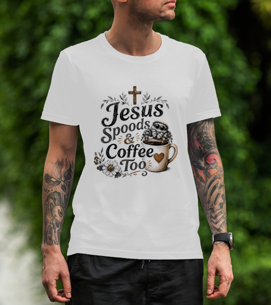 Jesus Spoods And Coffee Too Cross And Heart Christian T-Shirt