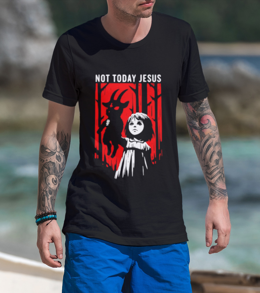 Not Today Jesus Baphomet Occult Girl Goth Dark Aesthetic Horror T-Shirt