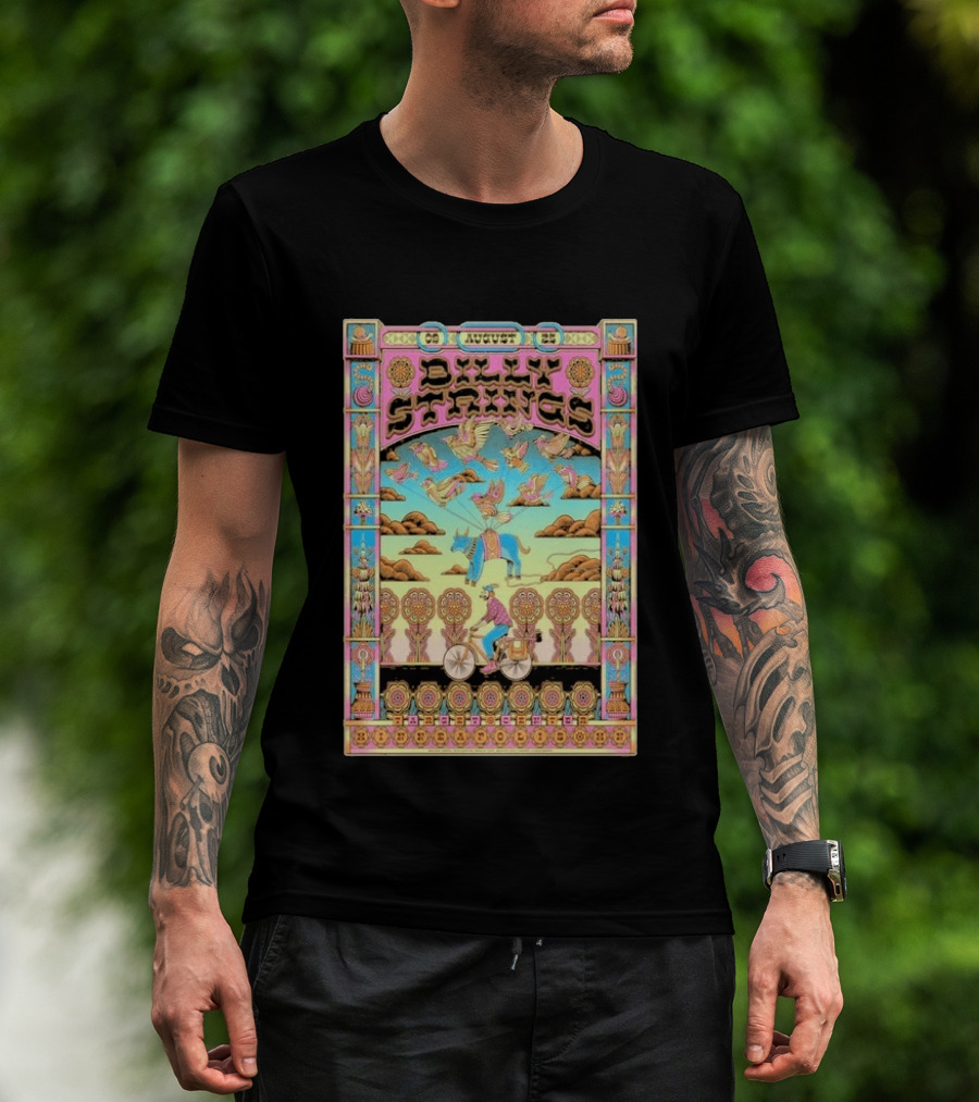 Billy Strings August 9 25 Minneapolis MN Psychedelic Style Birds Bicycle Rider T-Shirt