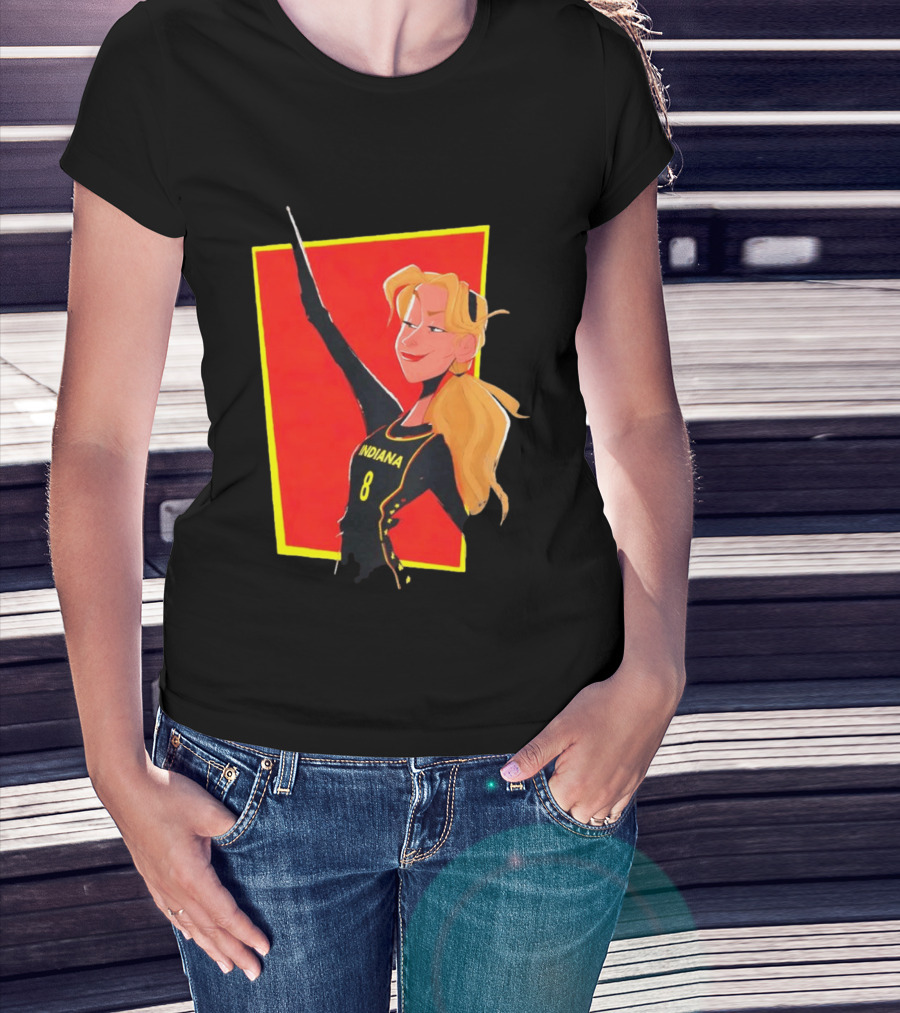 Indiana Blonde Number 8 Pointing In Black And Yellow Sports Uniform T-Shirt