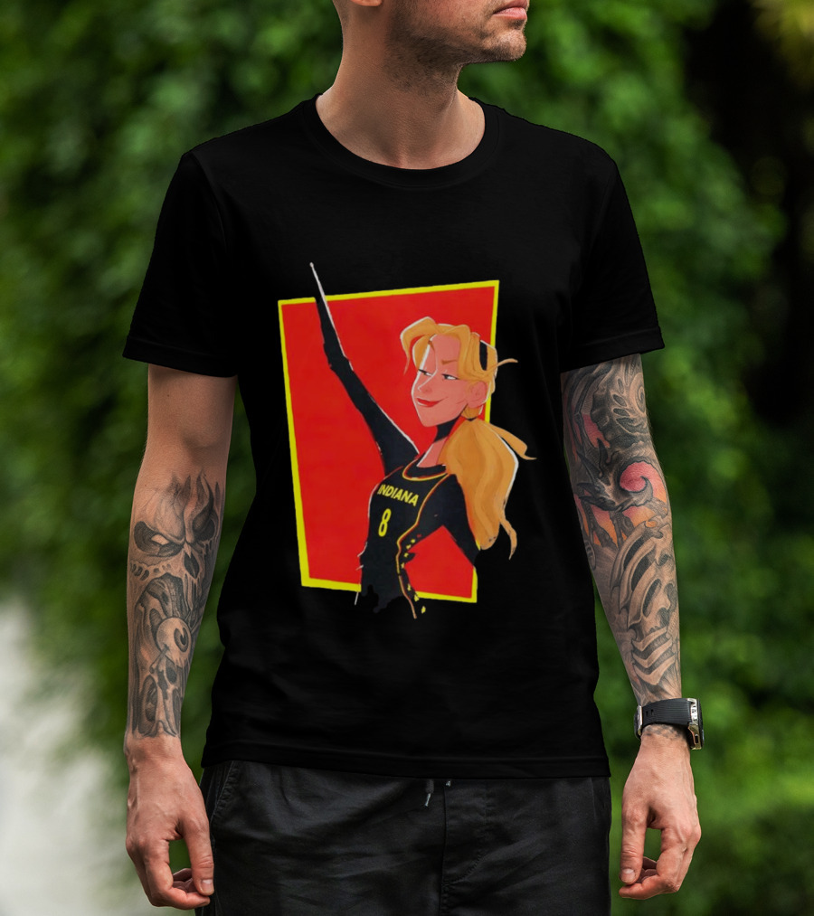 Indiana Blonde Number 8 Pointing In Black And Yellow Sports Uniform T-Shirt