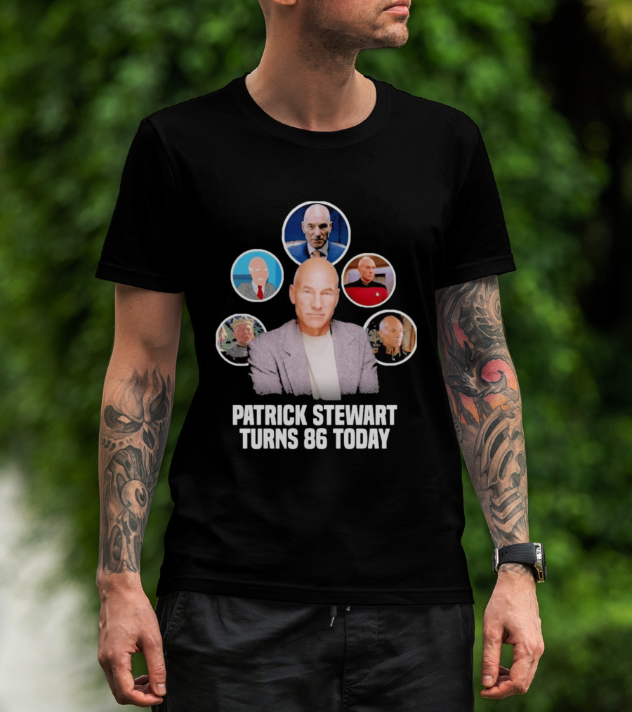 Patrick Stewart Turns 86 Today Iconic Roles Celebration Image T-Shirt