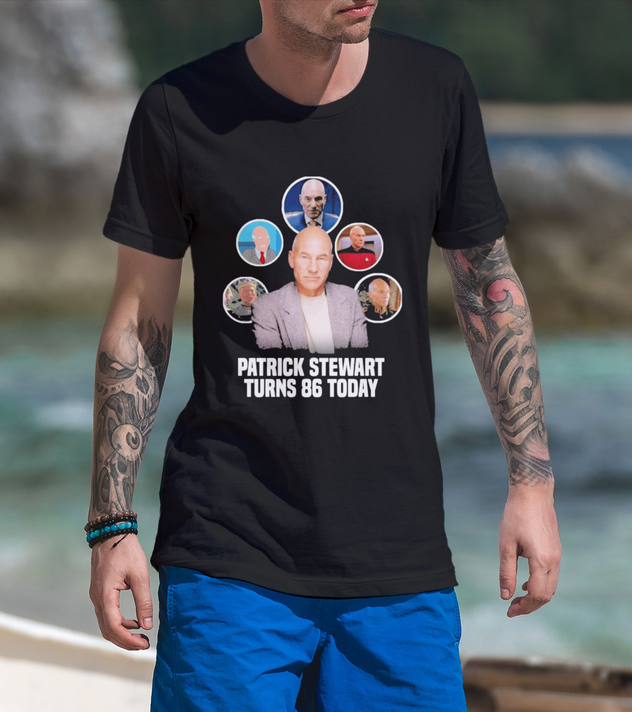 Patrick Stewart Turns 86 Today Iconic Roles Celebration Image T-Shirt