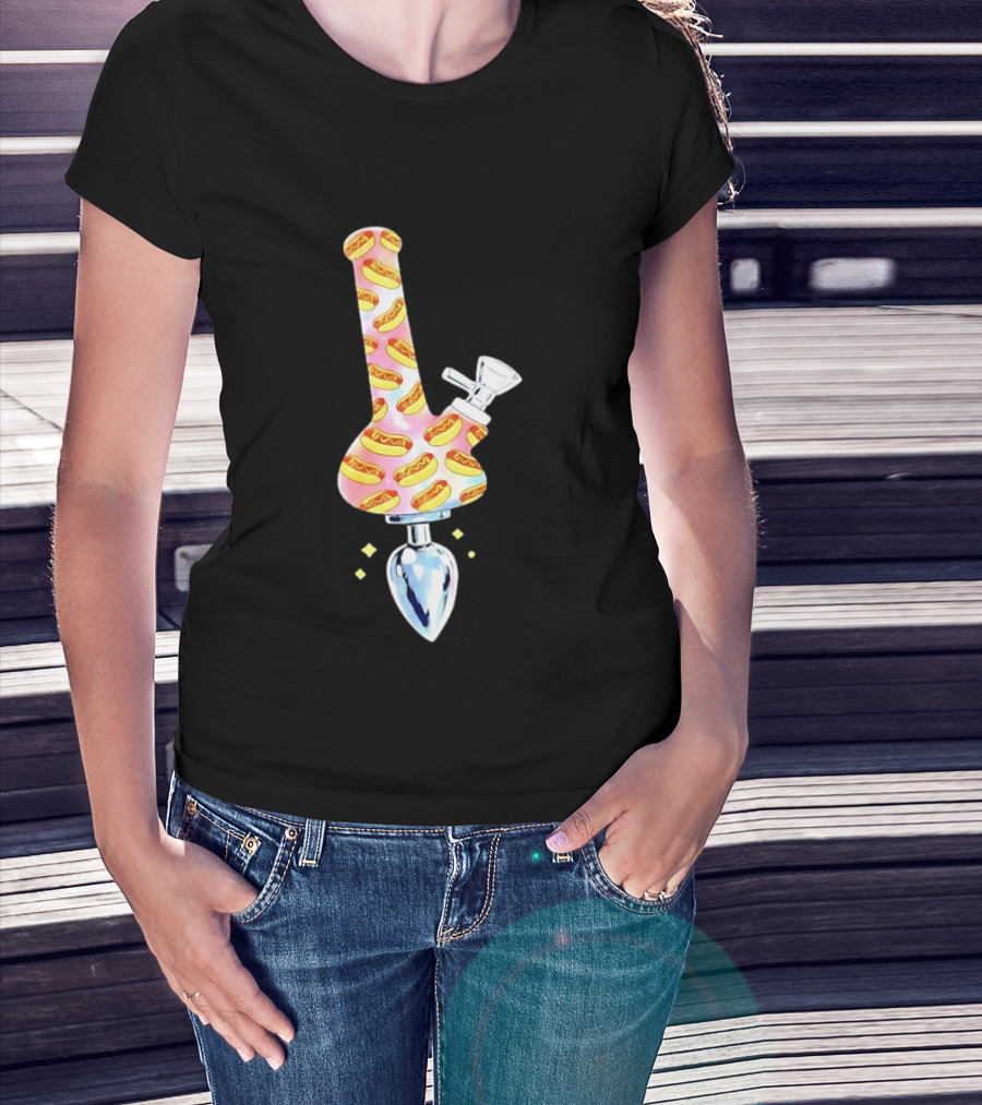 Hotdog Patterned Bong Buttplug T-Shirt