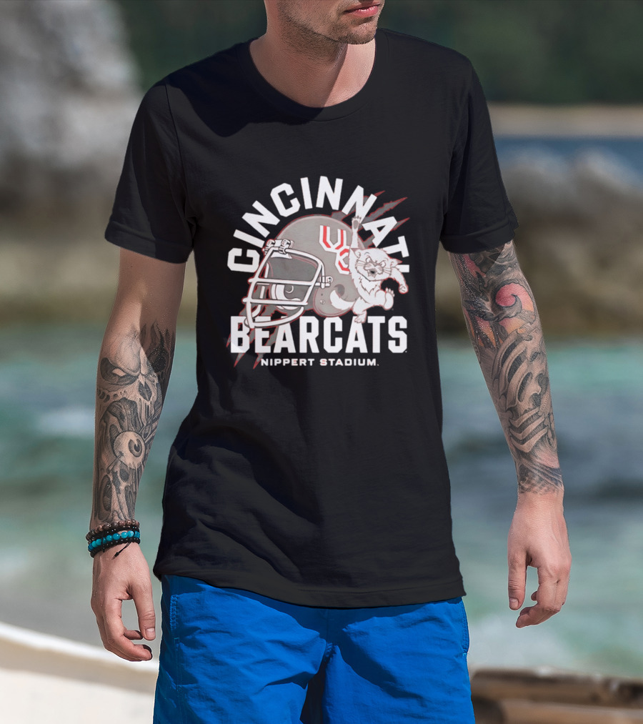 Cincinnati Bearcats Nippert Stadium Football Helmet T-Shirt
