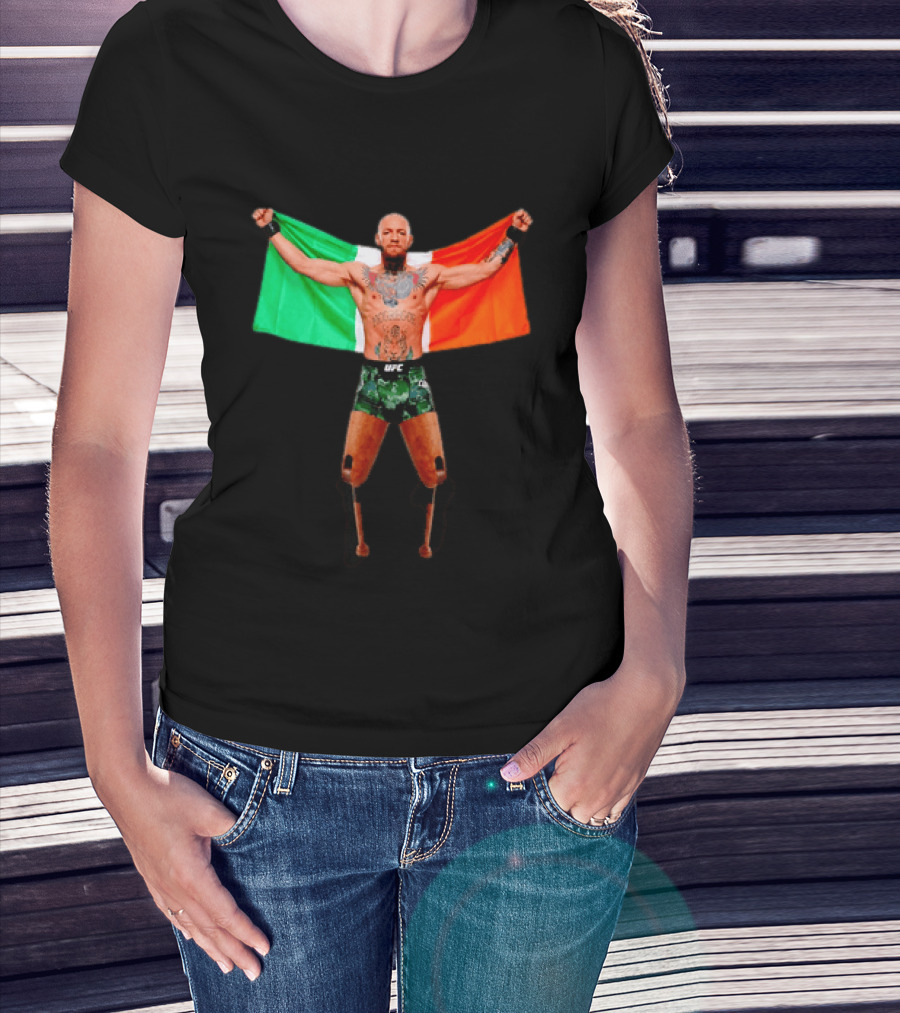 Conor McGregor UFC Prosthetic Leg Irish Flag Celebration T-Shirt