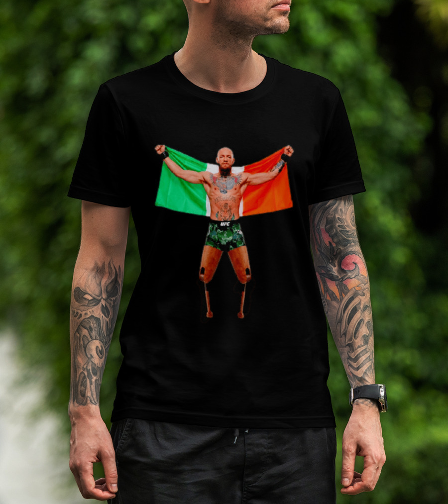 Conor McGregor UFC Prosthetic Leg Irish Flag Celebration T-Shirt