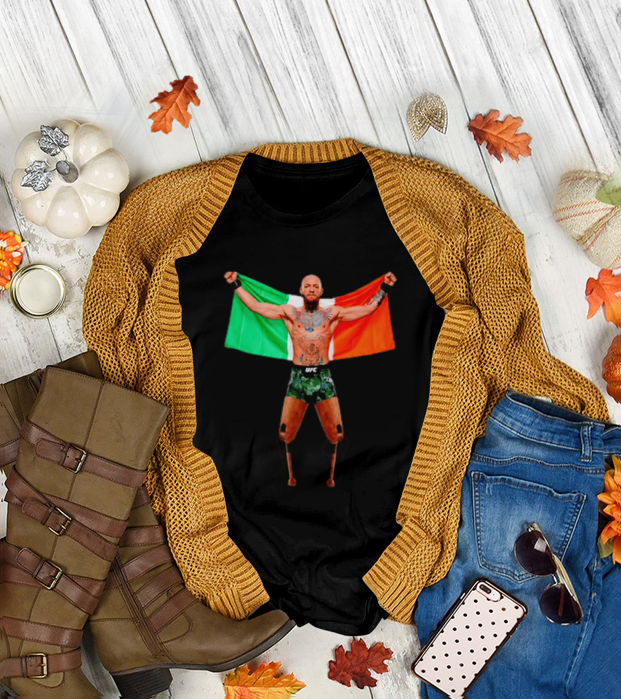Conor McGregor UFC Prosthetic Leg Irish Flag Celebration T-Shirt