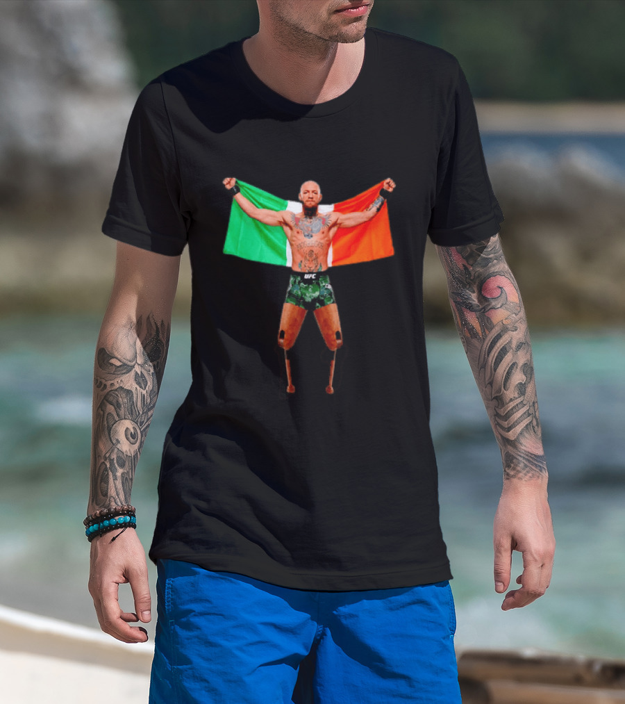 Conor McGregor UFC Prosthetic Leg Irish Flag Celebration T-Shirt