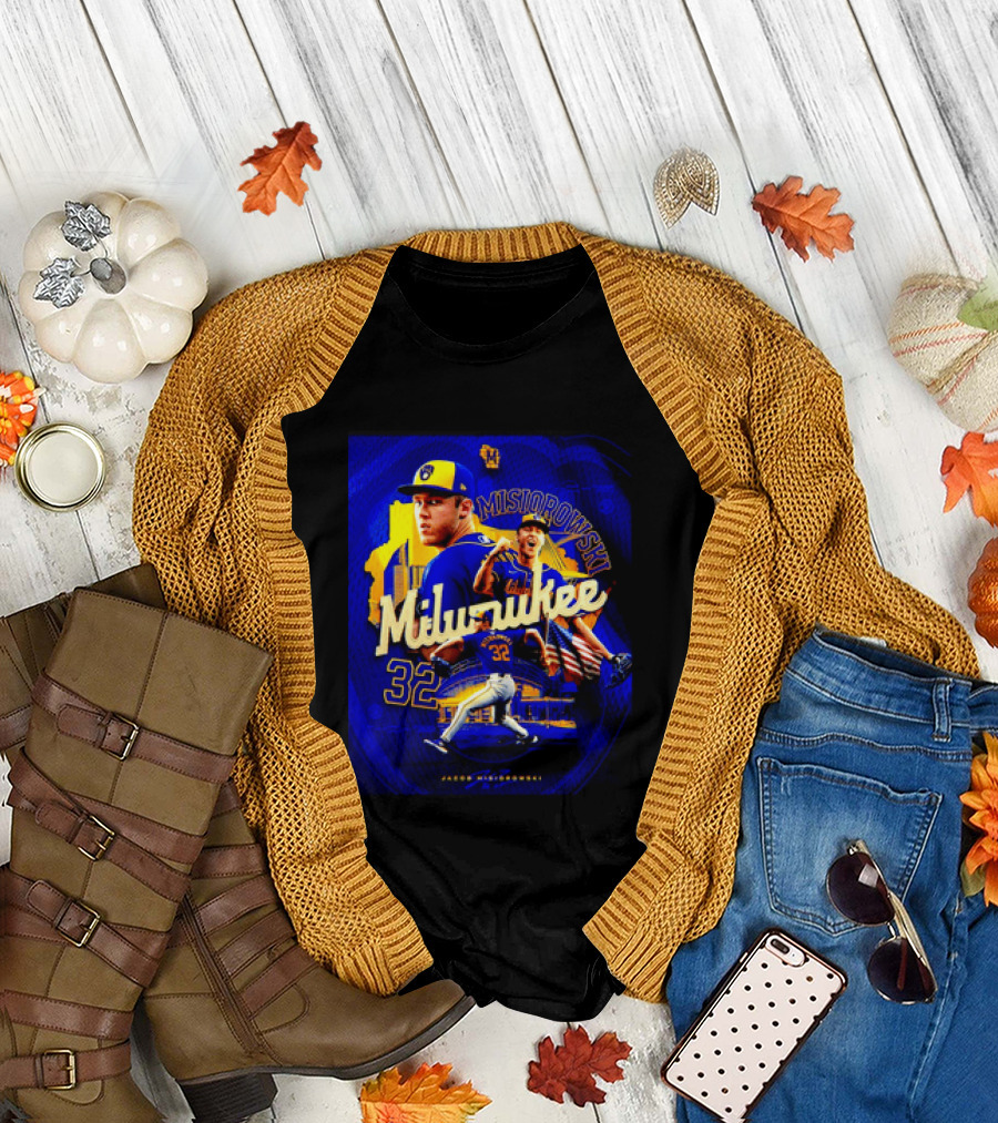 Jacob Misiorowski Milwaukee Brewers Number 32 Baseball Pitcher Milwaukee Skyline T-Shirt