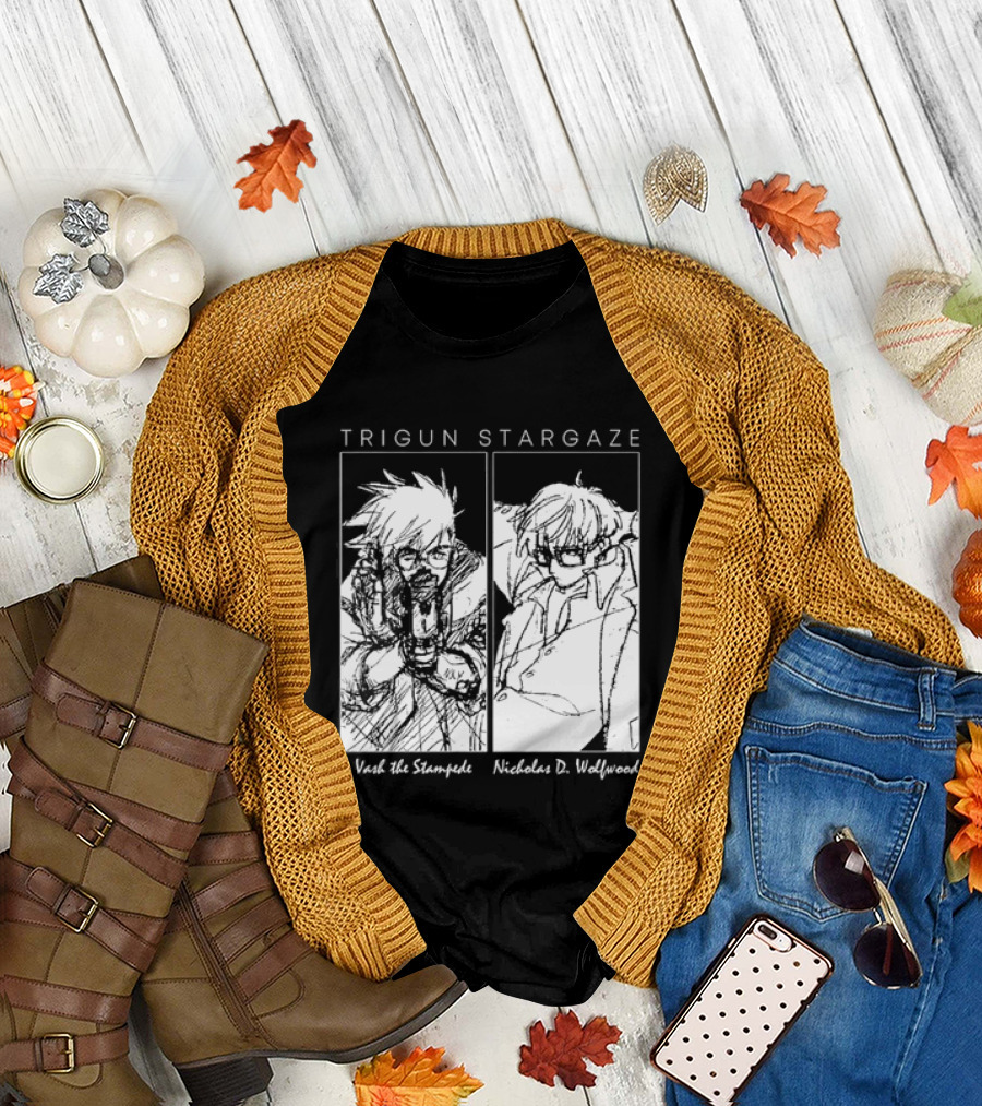 Trigun Stargaze Vash the Stampede Nicholas D. Wolfwood Manga T-Shirt