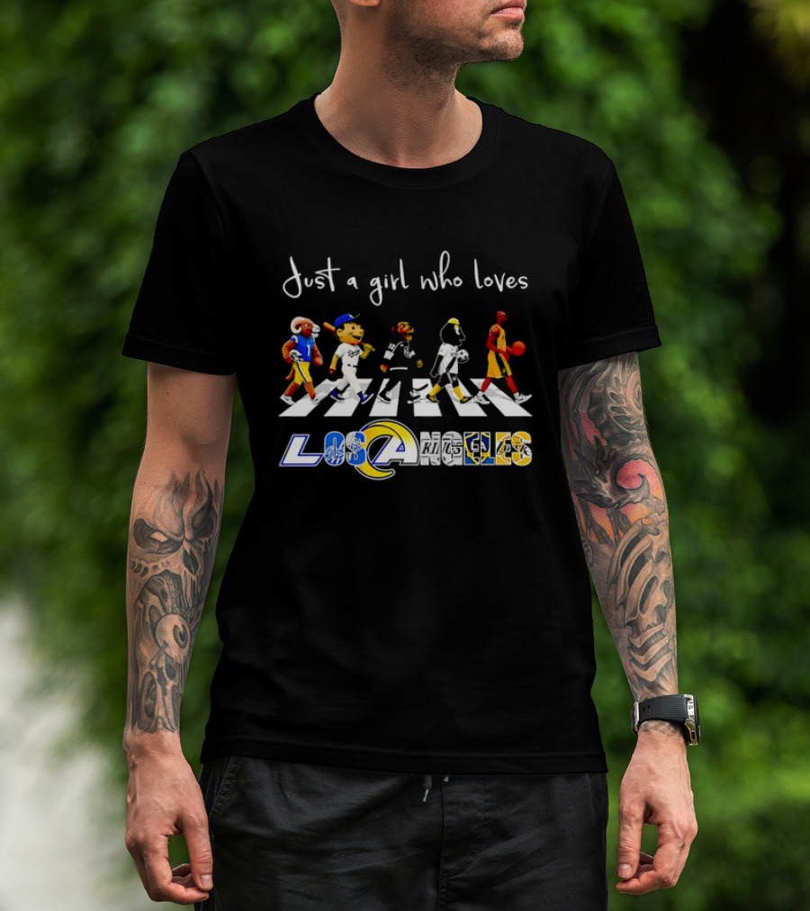 Just A Girl Who Loves Los Angeles Sports Teams Abbey Road Crosswalk T-Shirt