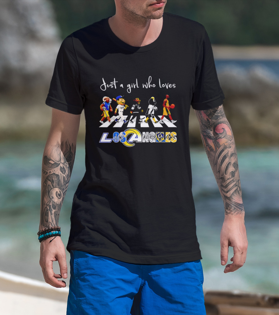 Just A Girl Who Loves Los Angeles Sports Teams Abbey Road Crosswalk T-Shirt