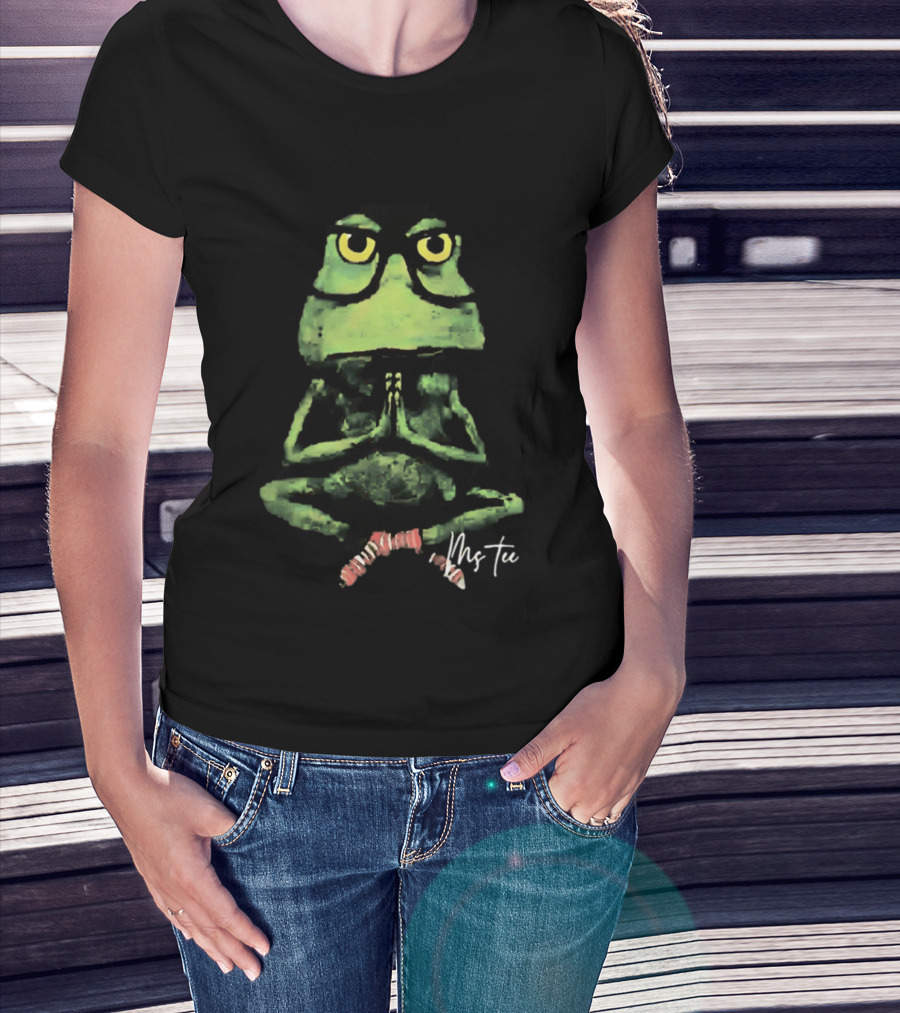 Frog Wearing Glasses Striped Socks Meditating Ms T-Shirt