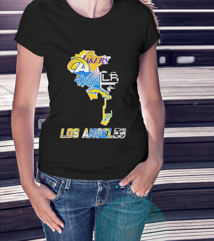 Los Angeles Lakers Rams Dodgers LA Kings Chargers Sports Team Logos T-Shirt