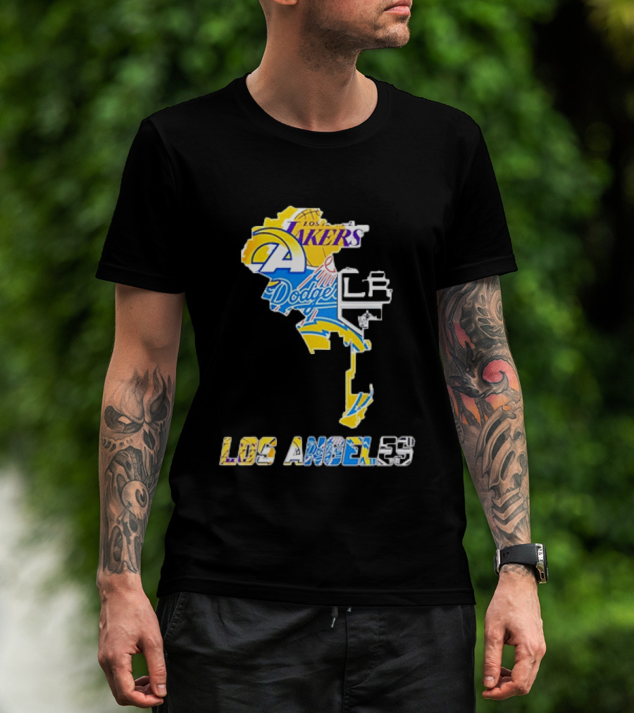 Los Angeles Lakers Rams Dodgers LA Kings Chargers Sports Team Logos T-Shirt