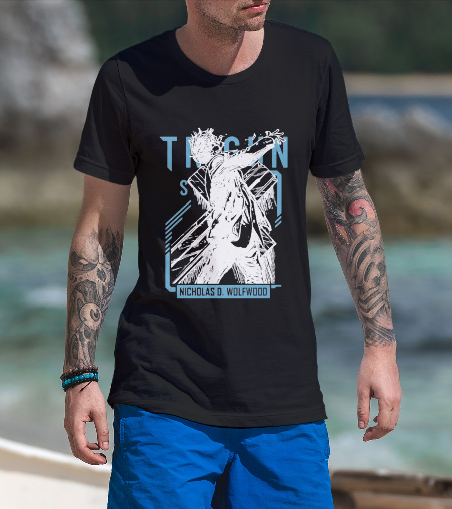 Trigun Stampede Nicholas D Wolfwood Cross Sketch T-Shirt
