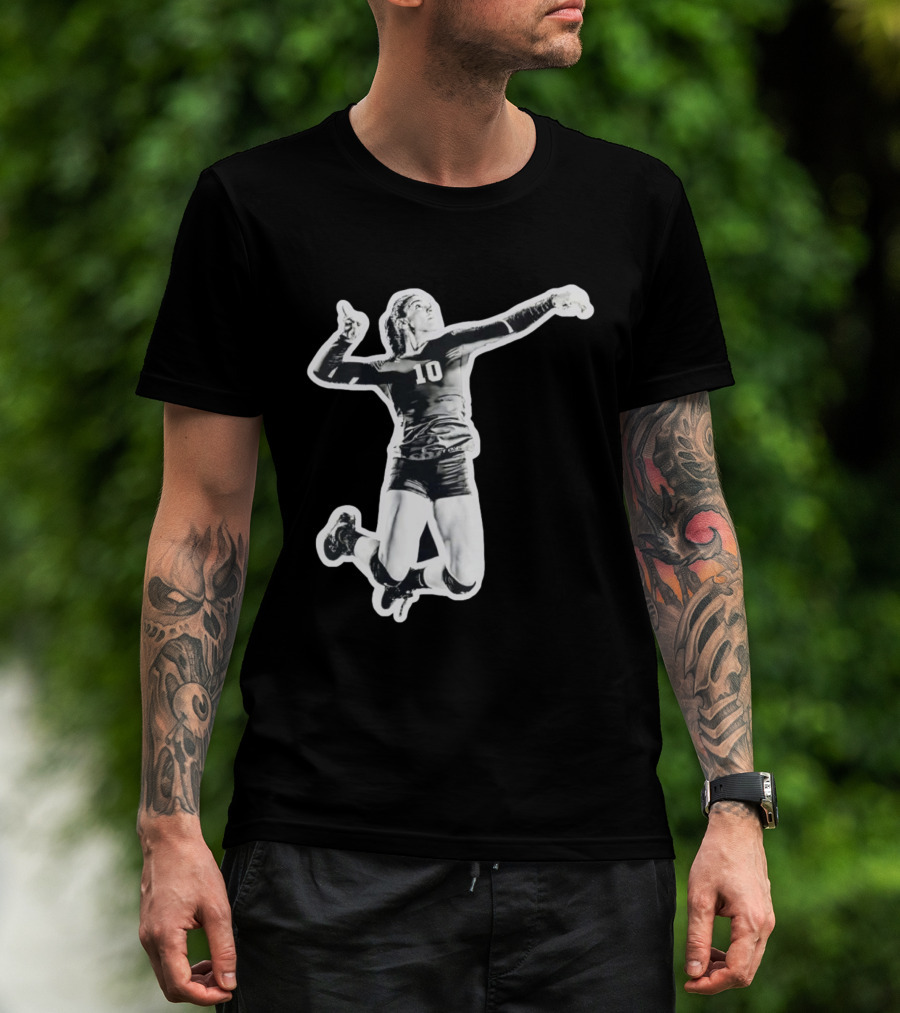 Volleyball Number 10 Athlete In Mid Air Motion T-Shirt