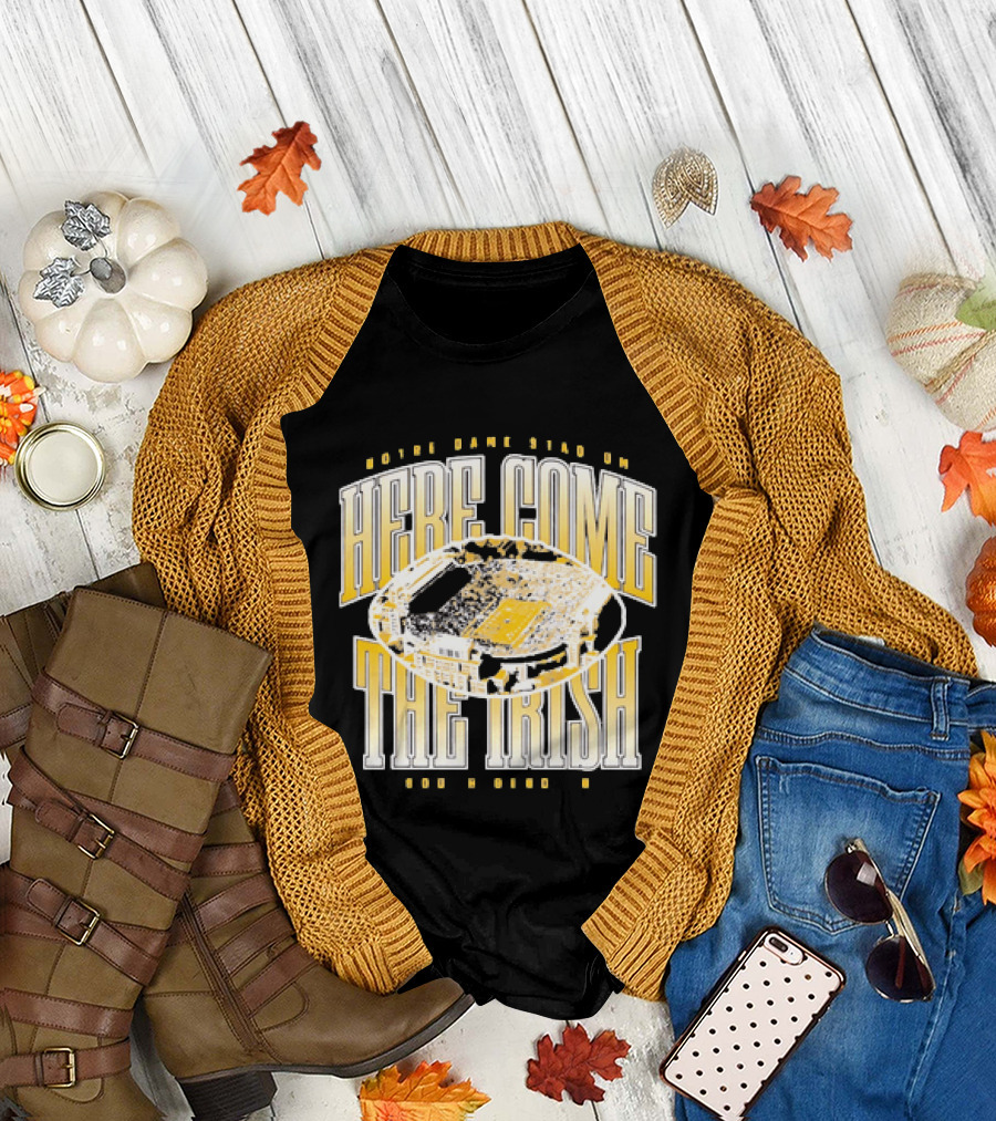 Notre Dame Stadium Here Come The Irish Football T-Shirt