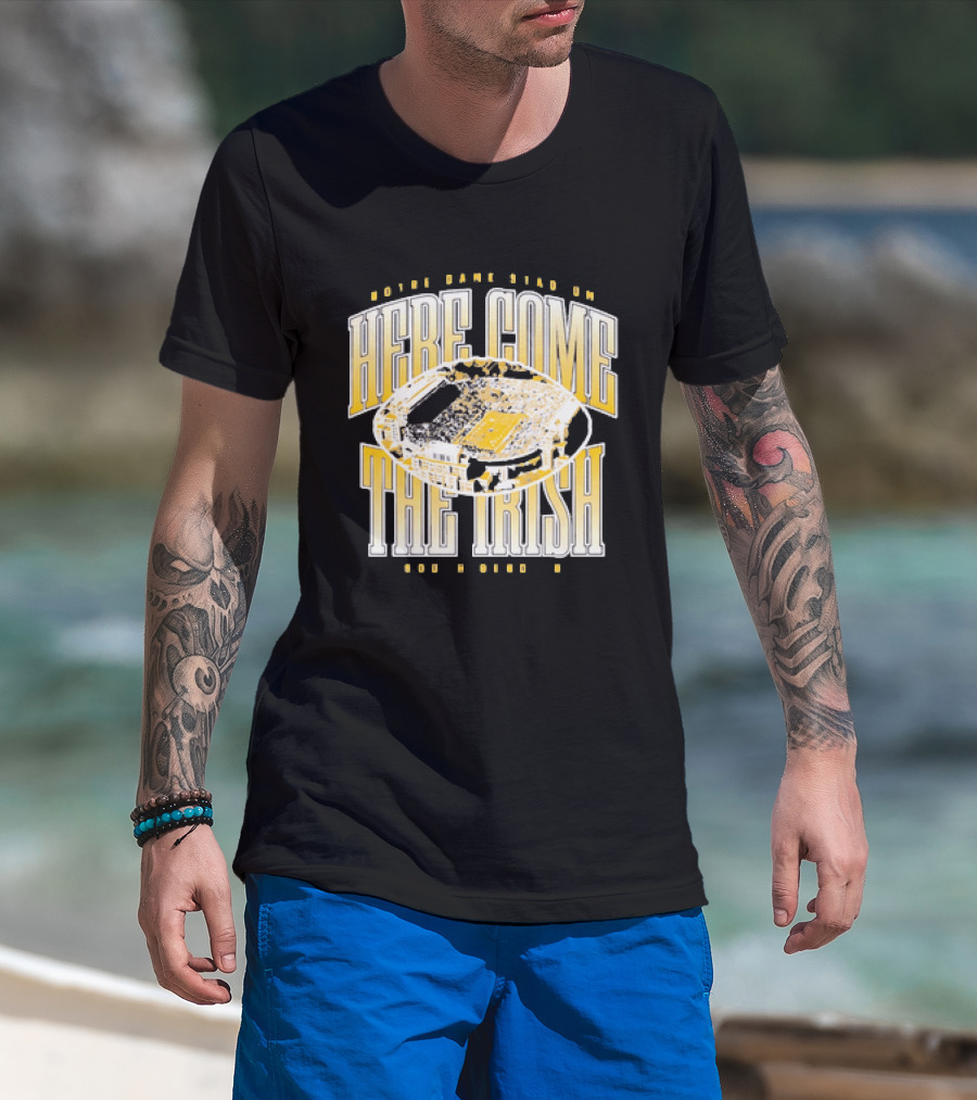 Notre Dame Stadium Here Come The Irish Football T-Shirt