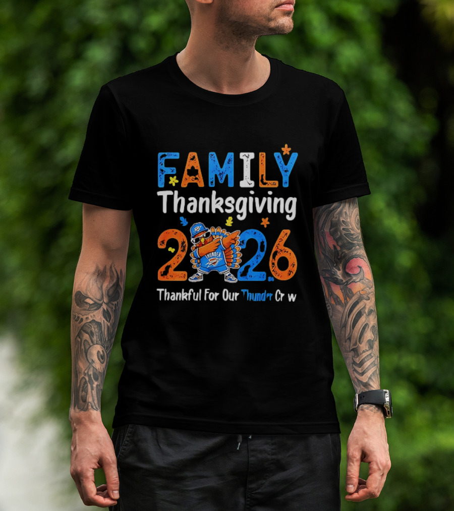Family Thanksgiving 2026 Thankful For Our Thunder Crew Dabbing Turkey T-Shirt
