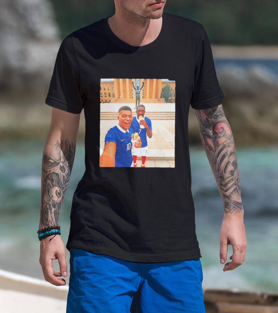 Ousmane Dembele Kylian Mbappe Philadelphia Museum Iconic Pose T-Shirt