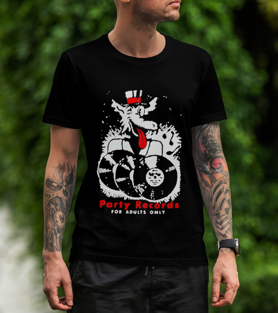 Party Records For Adults Only Wolf Vinyl Spinning T-Shirt
