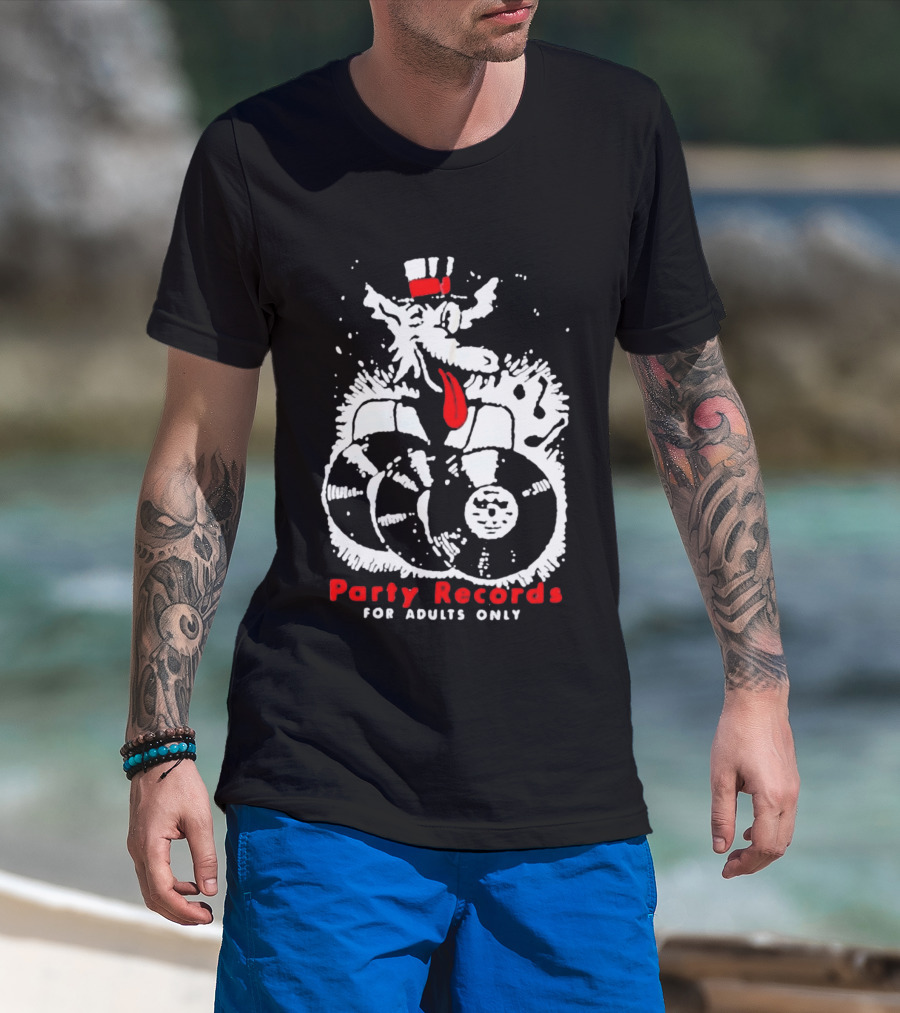 Party Records For Adults Only Wolf Vinyl Spinning T-Shirt