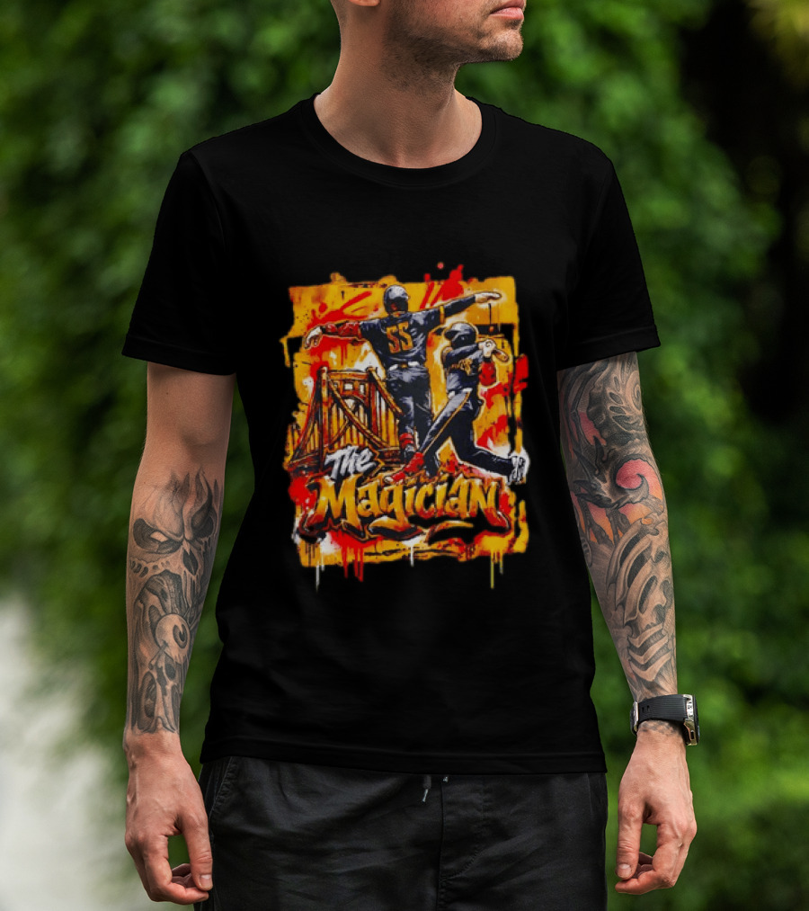 Pittsburgh Pirates The Magician Number 55 Baseball Player Art With Bridge T-Shirt