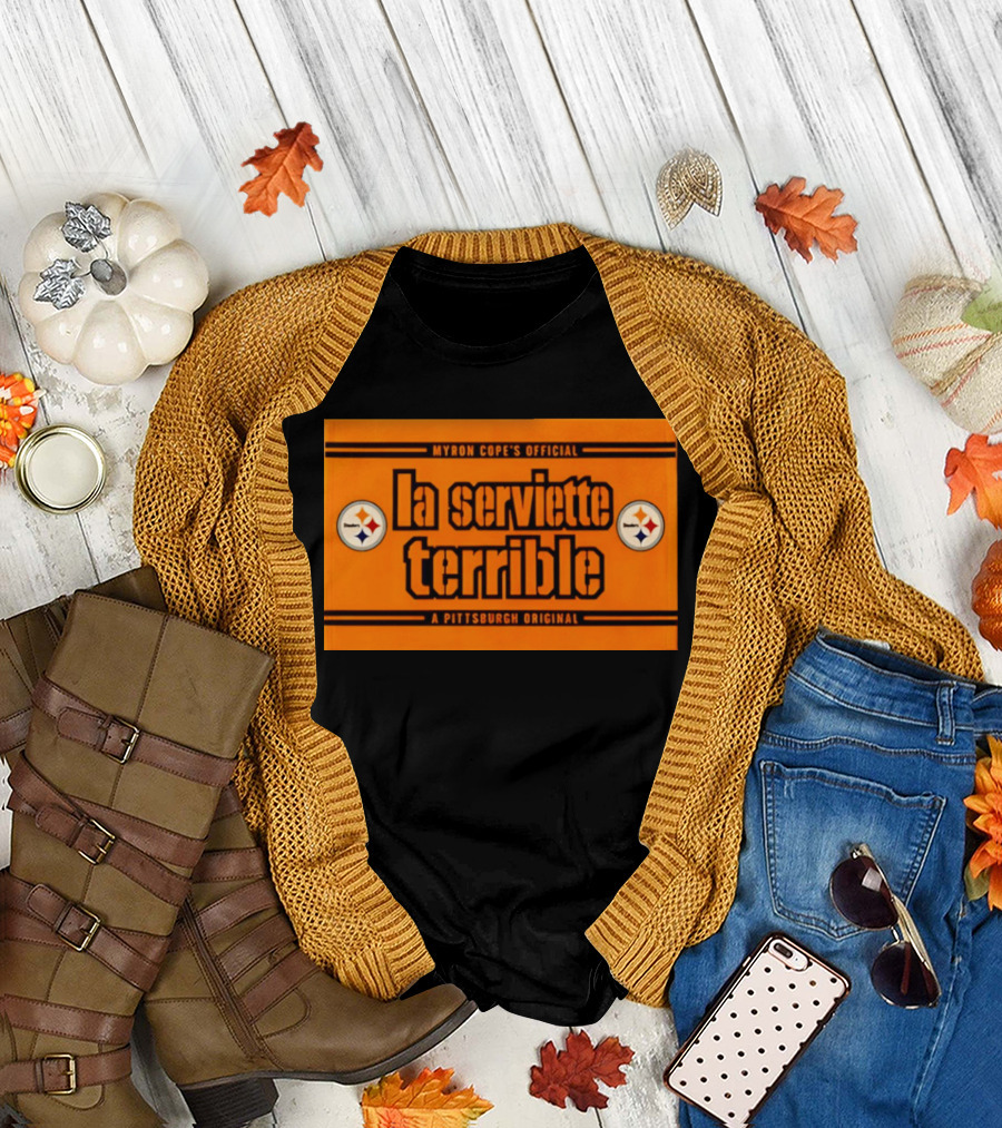 Myron Cope's Official La Serviette Terrible A Pittsburgh Original Steelers T-Shirt