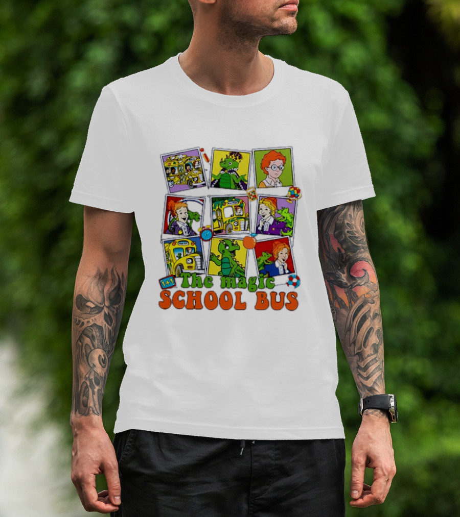 1+1 The Magic School Bus Characters And Adventure Scenes T-Shirt