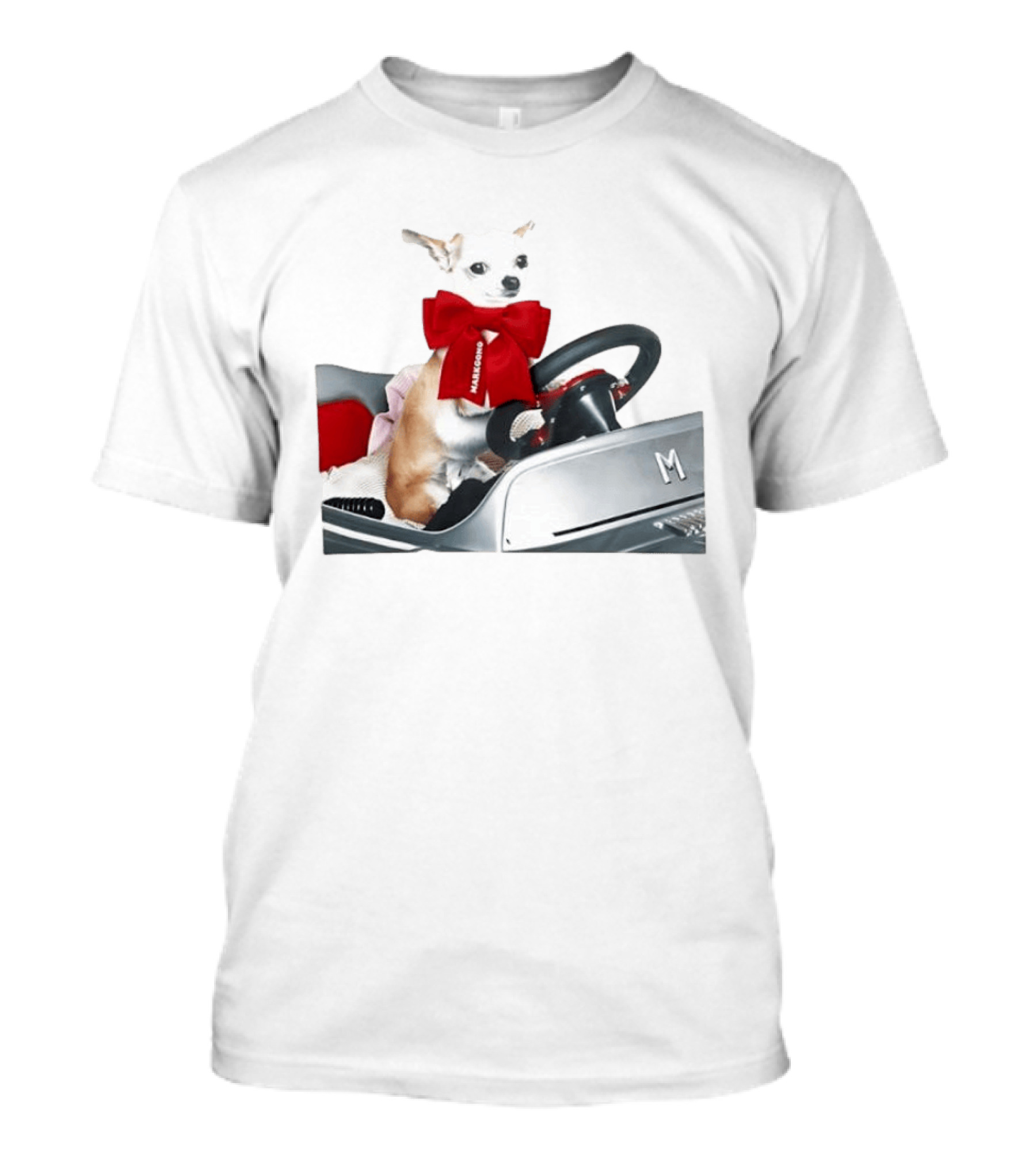 Chihuahua Puppy In Toy Car With Markgong Ribbon T-Shirt