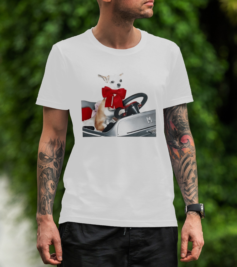 Chihuahua Puppy In Toy Car With Markgong Ribbon T-Shirt