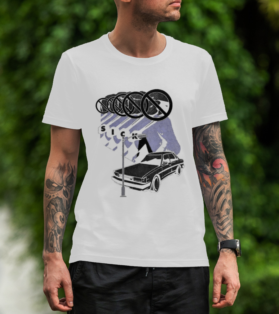Sick Car Sedan Street Lamp Urban Environment Walking Man T-Shirt