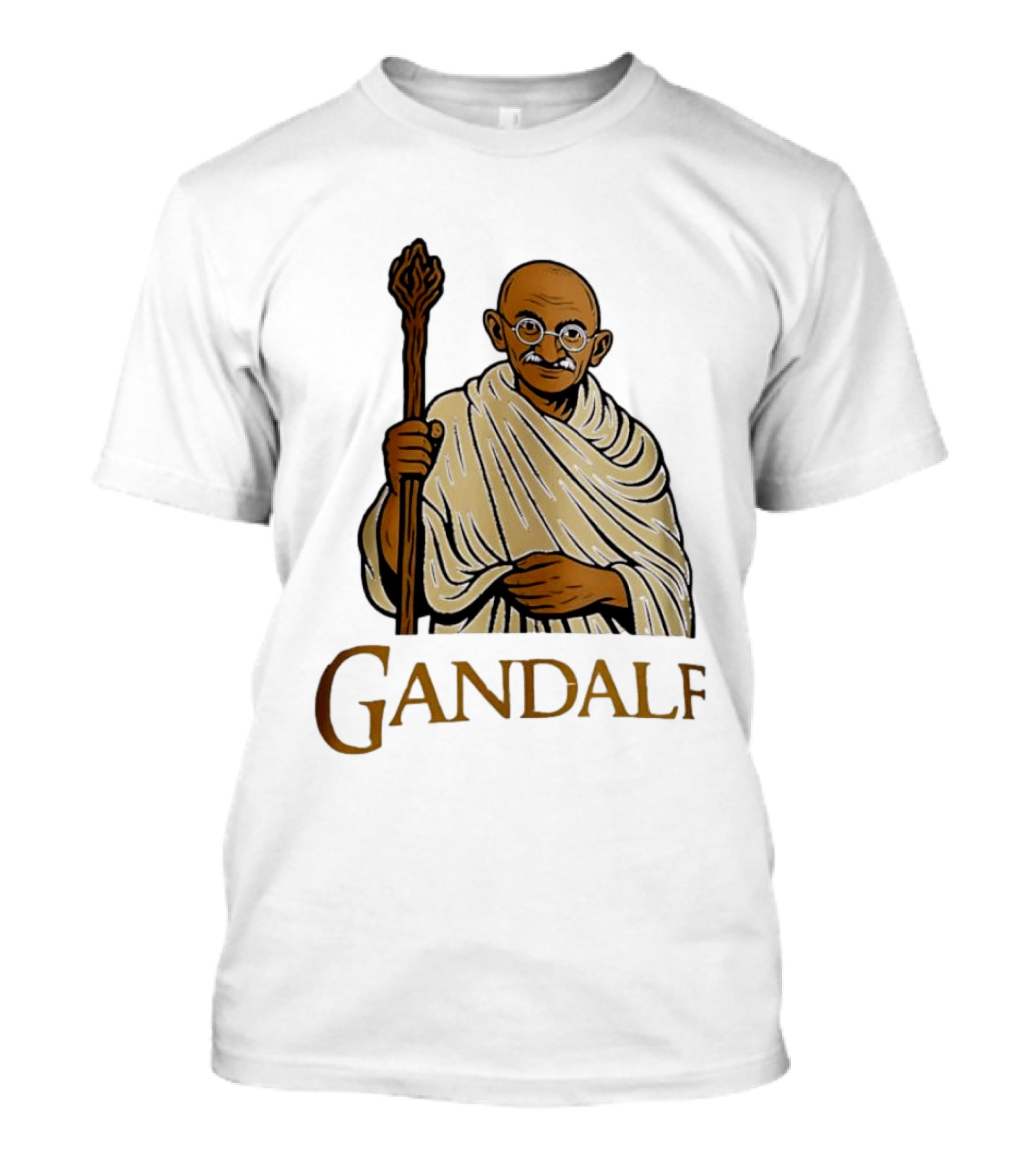 Mahatma Gandhi Gandalf Wizard Staff T-Shirt