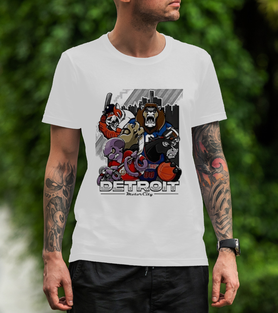 Motor City Detroit Tigers Lions Red Wings Pistons Athletic Sports Fan Gear T-Shirt