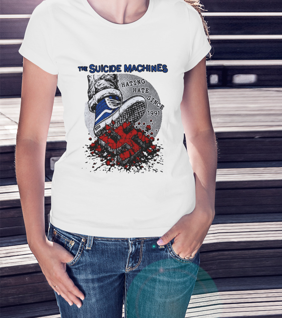 The Suicide Machines Hating Hate Since 1991 Vans Shoe Kicking Swastika T-Shirt