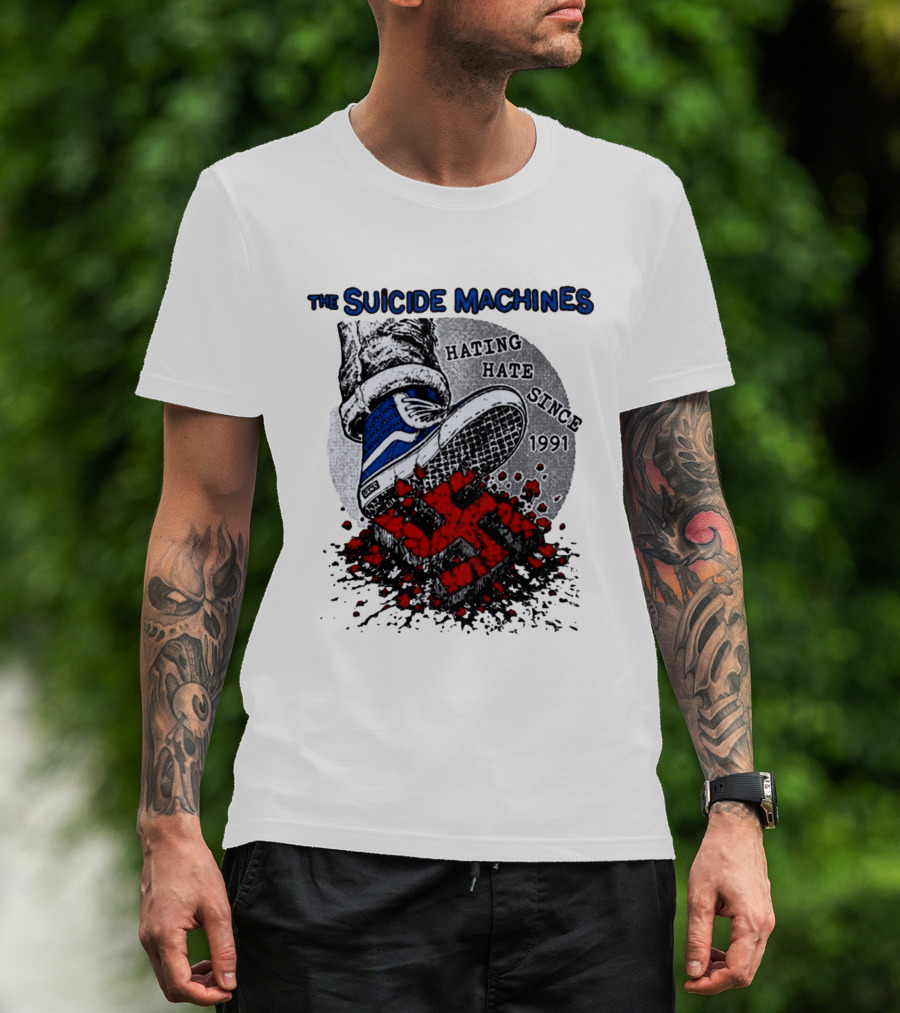 The Suicide Machines Hating Hate Since 1991 Vans Shoe Kicking Swastika T-Shirt
