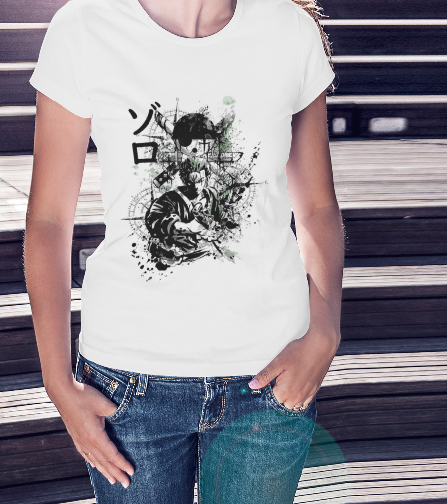 Japanese Kanji Ink Art With Splatter Effect T-Shirt