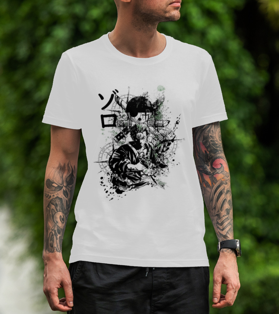 Japanese Kanji Ink Art With Splatter Effect T-Shirt