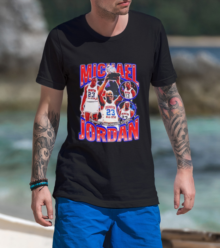 Michael Jordan February 7 1988 Chicago Illinois All Star Trophy Dream Team 23 T-Shirt