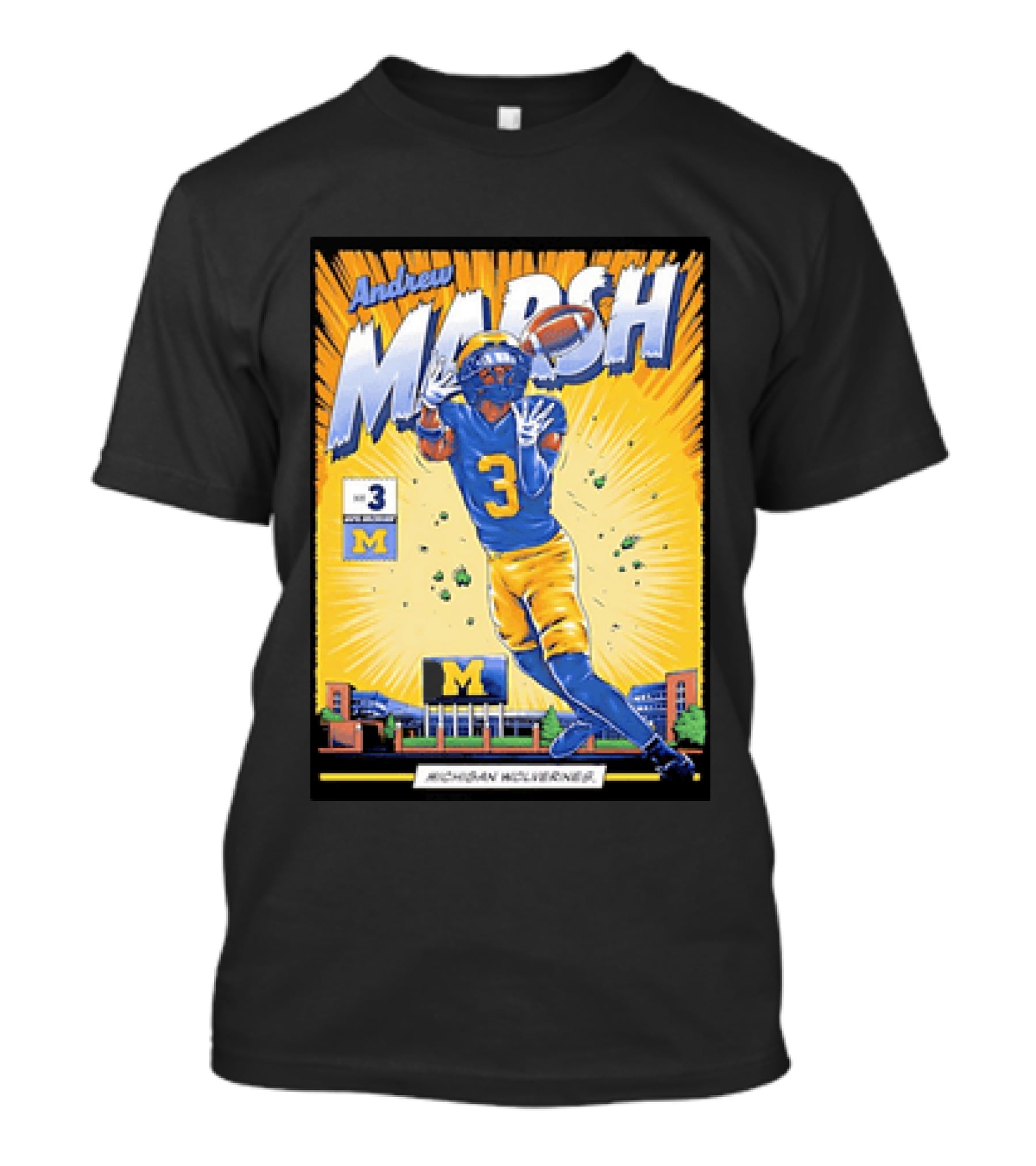 Andrew Marsh Michigan Wolverines Football Player Number 3 Comic T-Shirt