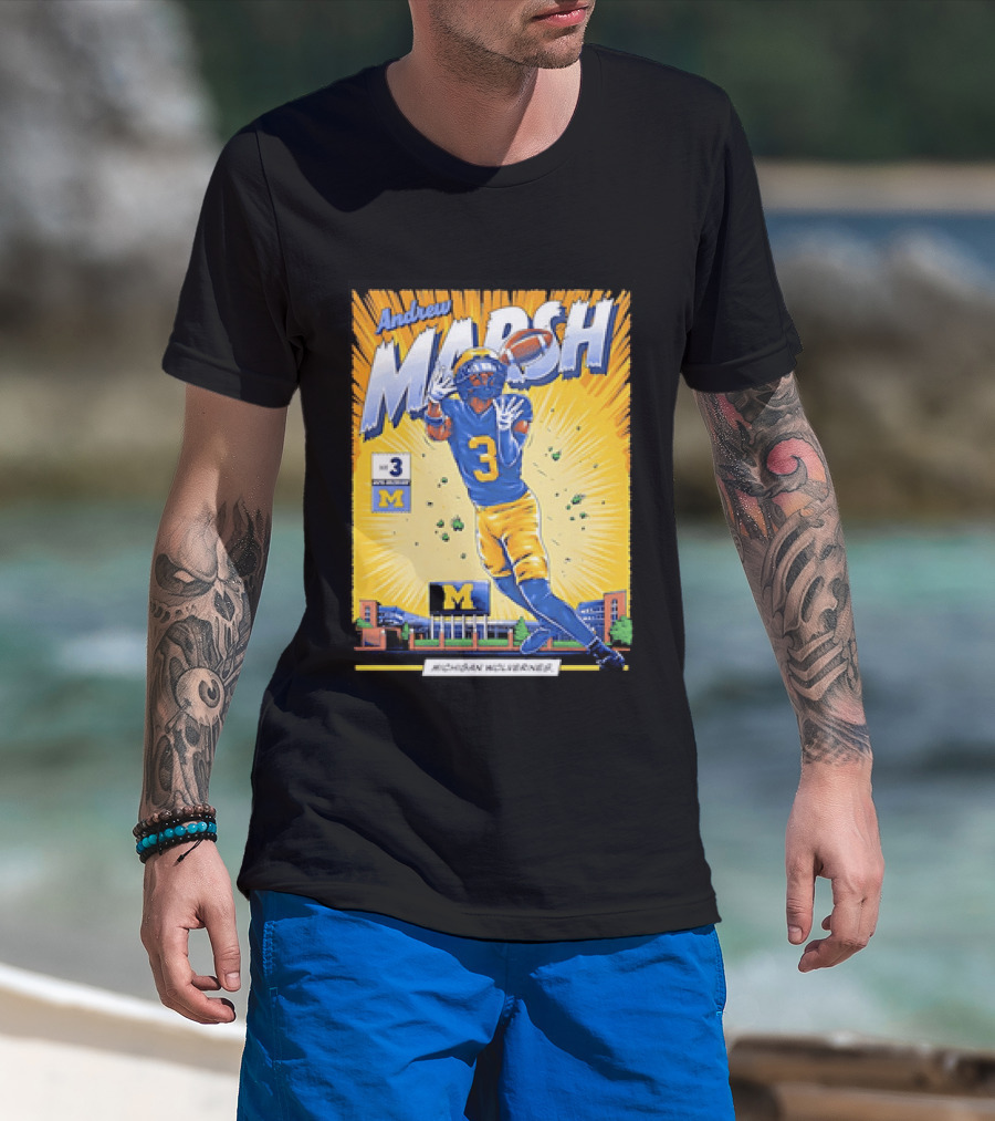 Andrew Marsh Michigan Wolverines Football Player Number 3 Comic T-Shirt