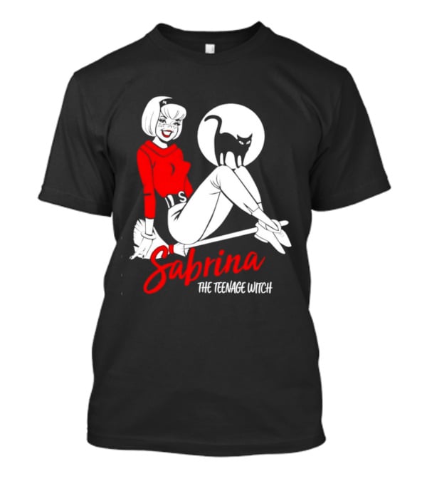 Sabrina The Teenage Witch Salem Cat Vintage Style Broomstick T-Shirt